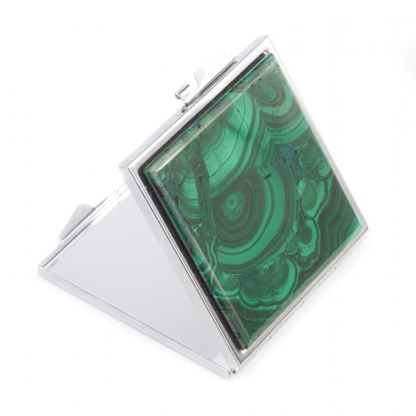 Зеркало квадратное карманное из малахита цвет серебро 121283