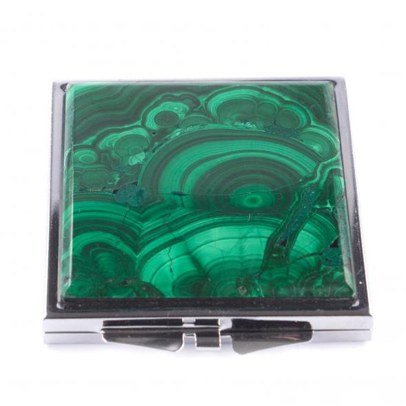 Зеркало квадратное карманное из малахита цвет серебро 121283