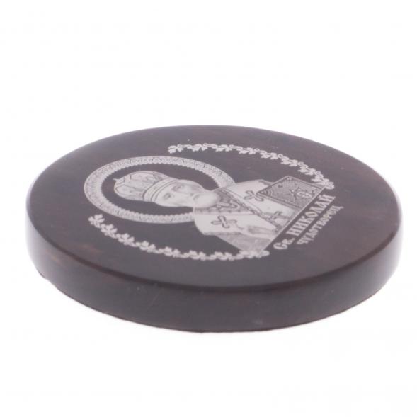 Икона автомобильная &amp;quot;Николай Чудотворец&amp;quot; обсидиан коричневый 47 мм 122023