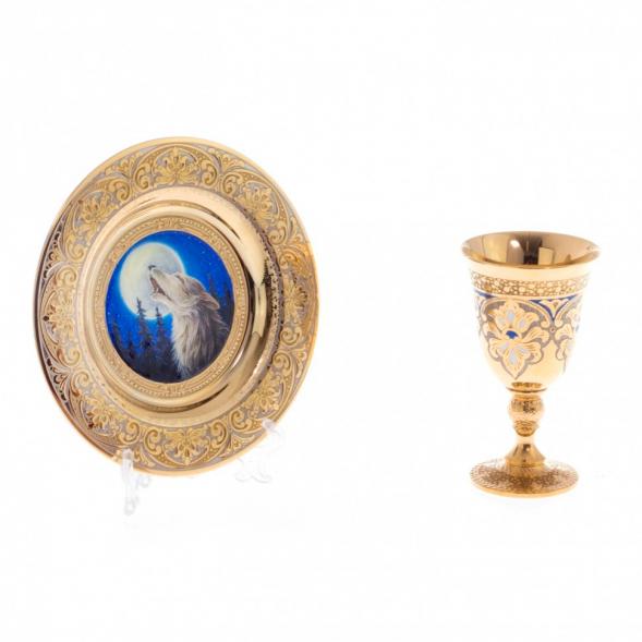 Водочный набор &amp;quot;Волк при луне&amp;quot; Златоуст 122165