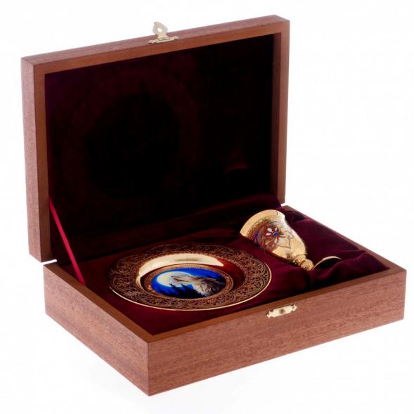 Водочный набор &amp;quot;Волк при луне&amp;quot; Златоуст 122165