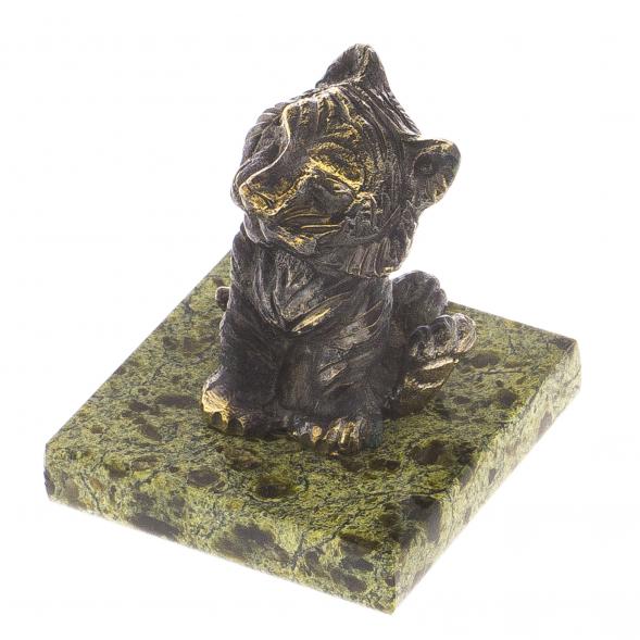 Декоративная статуэтка фигурка &amp;quot;Тигр Тигрёна&amp;quot; бронза змеевик - прикольный подарок на Новый год