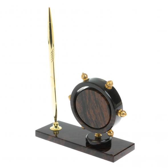 Часы настольные &amp;quot;Штурвал&amp;quot; камень обсидиан 123246