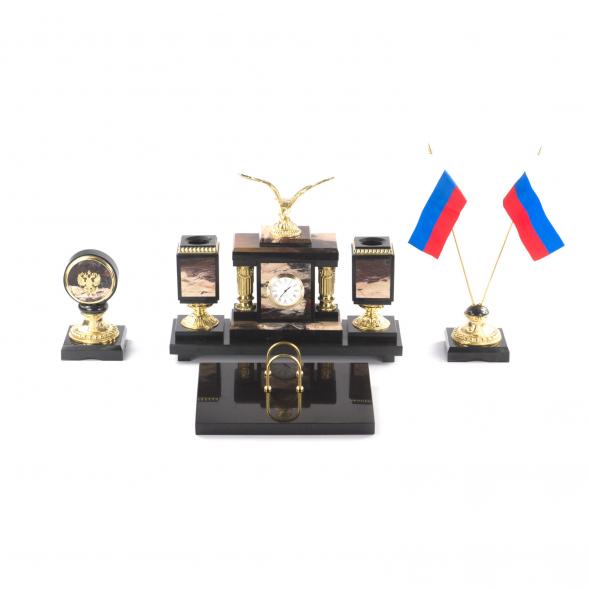 Настольный набор &amp;quot;Парящий орел&amp;quot; из яшмы и бронзы 113453