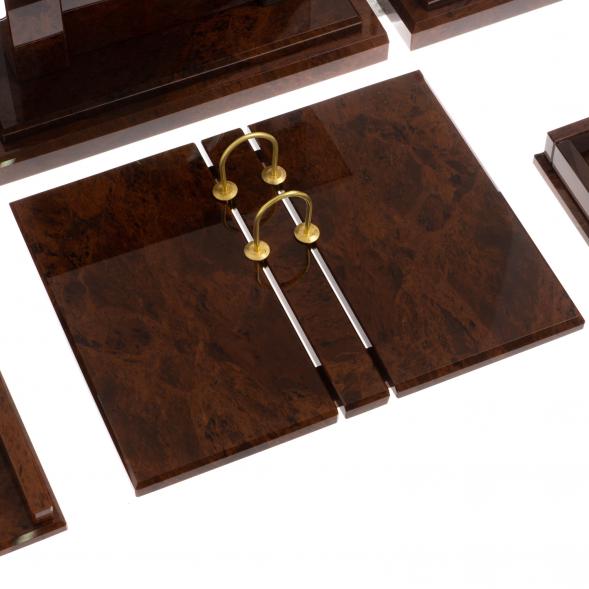 Письменный набор &amp;quot;Золотой&amp;quot; из коричневого обсидиана 126257