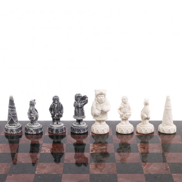 Шахматы &amp;quot;Северные народы&amp;quot; доска 40х40 см лемезит змеевик 126489