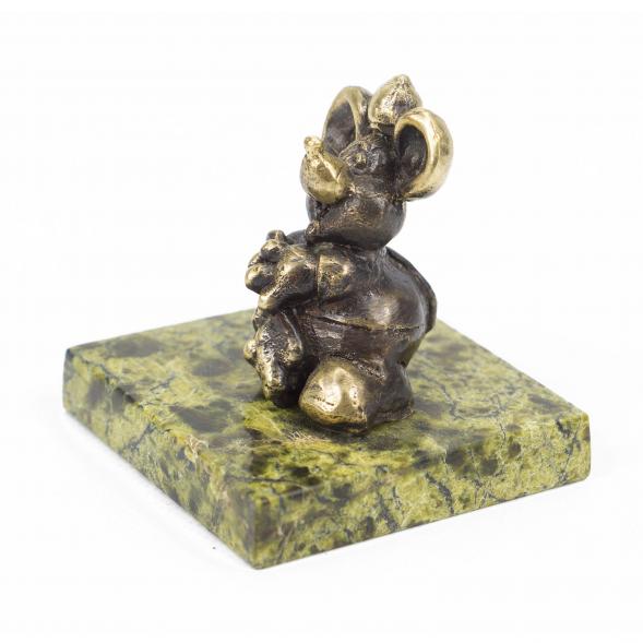 Статуэтка из бронзы на подставке из змеевика &amp;quot;Мышка толстая&amp;quot; 117925