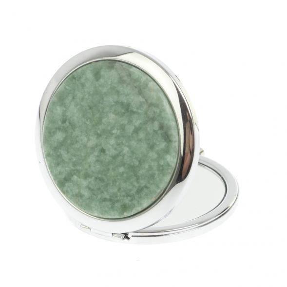 Зеркало круглое из камня жадеит цвет серебро 127180