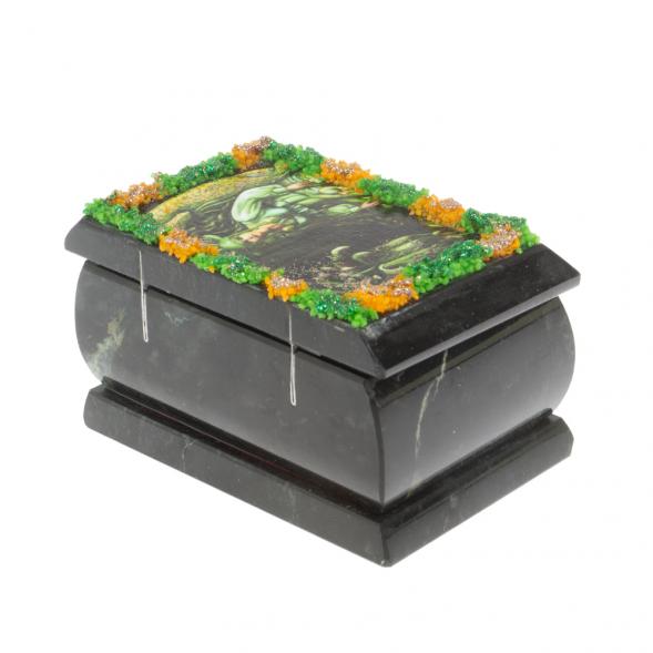 Шкатулка &amp;quot;Хозяйка медной горы&amp;quot; змеевик каменная крошка 10х6,5х6 см 127264