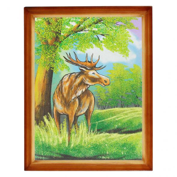 Картина &amp;quot;Лось&amp;quot; багет дерево 36х46 см, каменная крошка 112472