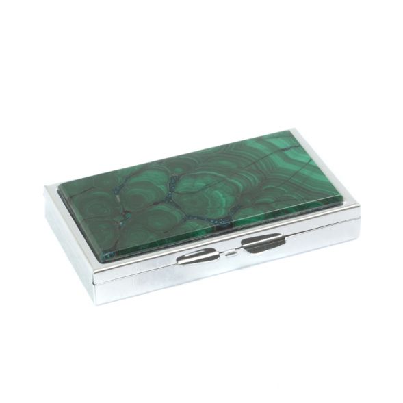 Таблетница на 7 отделений камень малахит серебристая 127343