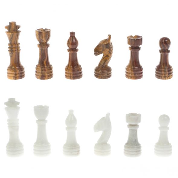 Каменные шахматы &amp;quot;Игрок&amp;quot; из белого мрамора и оникса 38х38 см 128888