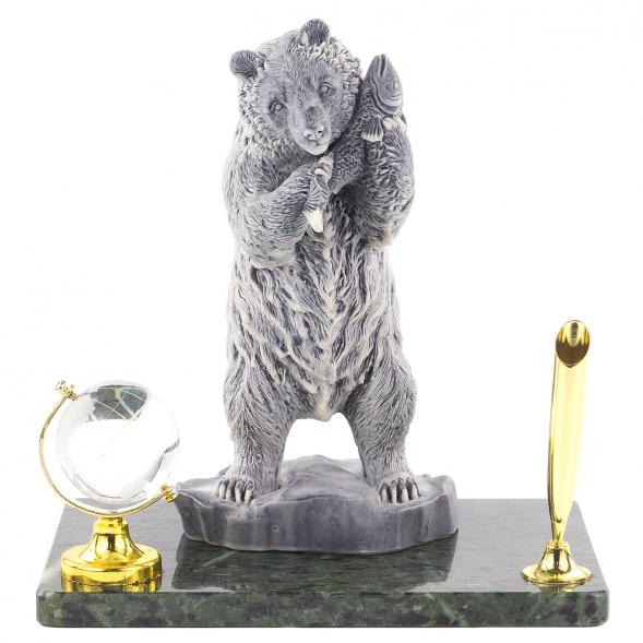 Подставка под ручку &amp;quot;Медведь&amp;quot; змеевик мрамолит 120622