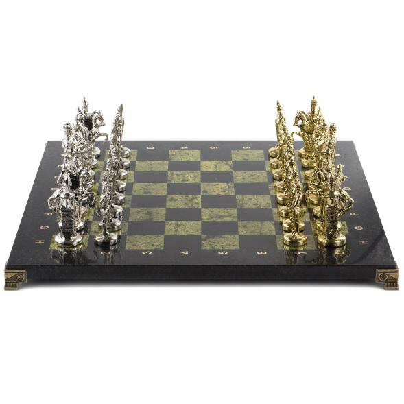 Шахматы подарочные &amp;quot;Русь&amp;quot; доска 40х40 см из камня змеевик 120686