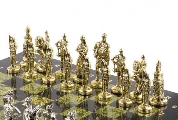 Шахматы подарочные &amp;quot;Русь&amp;quot; доска 40х40 см из камня змеевик 120686