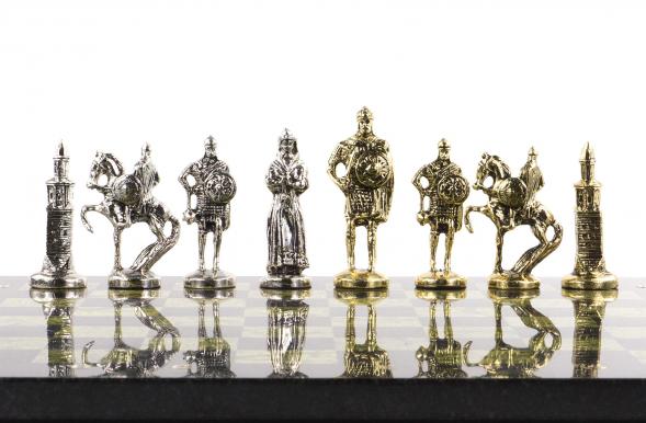 Шахматы подарочные &amp;quot;Русь&amp;quot; доска 40х40 см из камня змеевик 120686