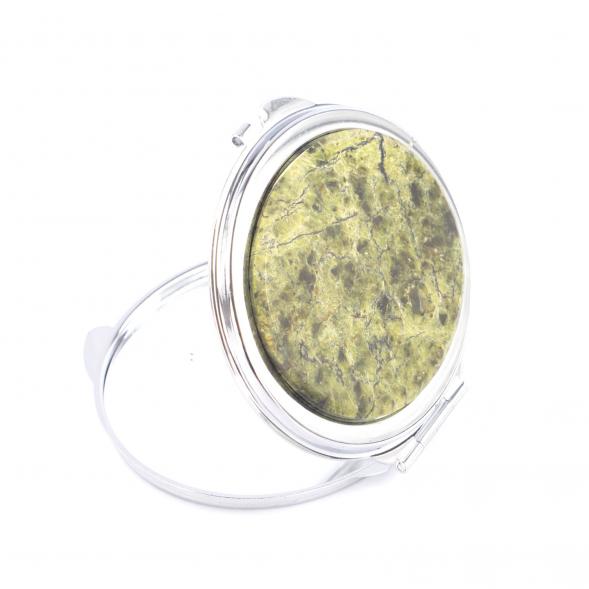 Зеркало карманное овальное из камня змеевик цвет серебро 121284