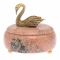 Шкатулка с декором из бронзы "Лебедь" камень розовый мрамор