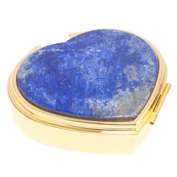 Таблетница &amp;quot;Сердце&amp;quot; на 3 отделения камень лазурит афганский цвет золото 125979