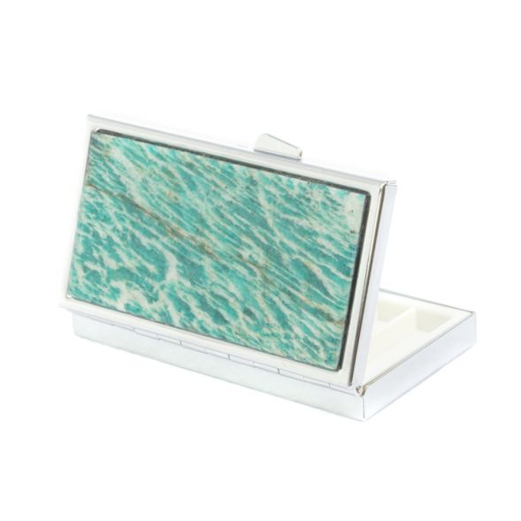 Таблетница на 7 отделений камень амазонит серебристая 127344