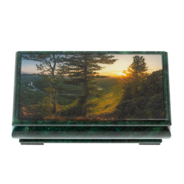 Шкатулка &amp;quot;Закат&amp;quot; из змеевика 16х8х7,5 см 128288