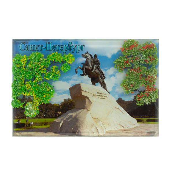 Настольное панно &amp;quot;Медный всадник&amp;quot; из змеевика 14х9х4,5 см 129471