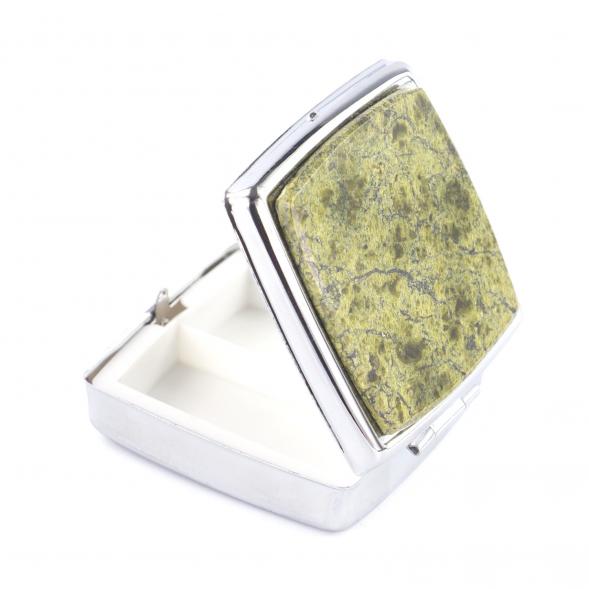 Таблетница с делителем на 2 отсека из змеевика цвет серебро 121285