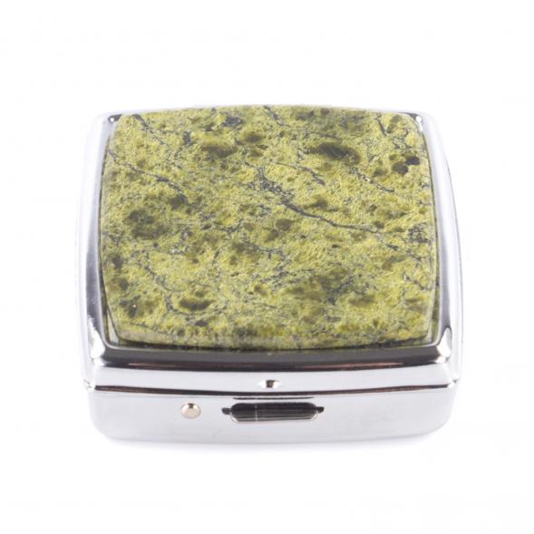 Таблетница с делителем на 2 отсека из змеевика цвет серебро 121285