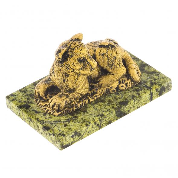 Статуэтка фигурка &amp;quot;Тигр с бабочкой&amp;quot; на подставке из змеевика 122287