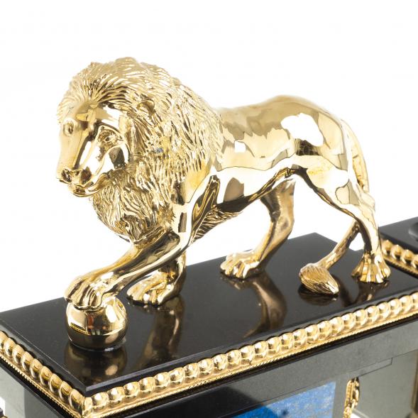 Письменный прибор &amp;quot;Лев с шаром&amp;quot; камень лазурит бронза 122606