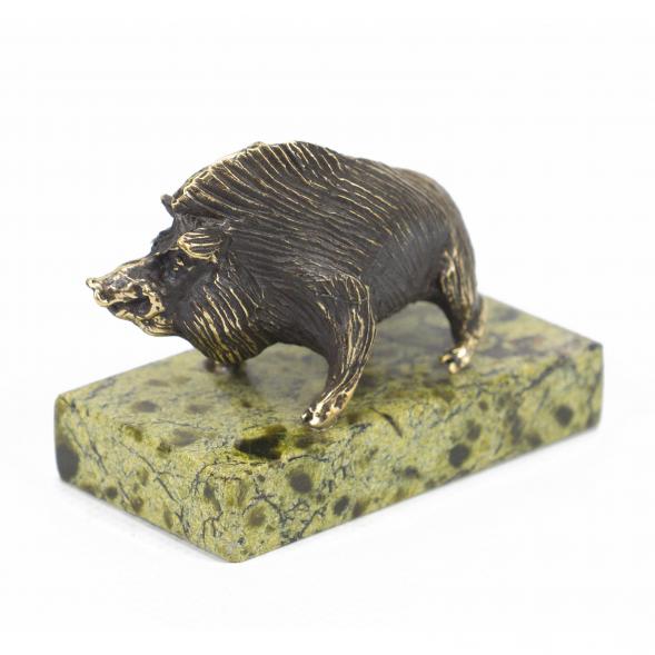 Статуэтка &amp;quot;Кабан&amp;quot; змеевик бронза патина 117927