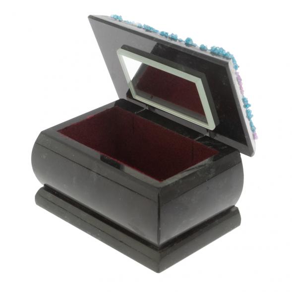 Шкатулка &amp;quot;Домик в зимнем лесу&amp;quot; змеевик 10х6,5х6 см 127266