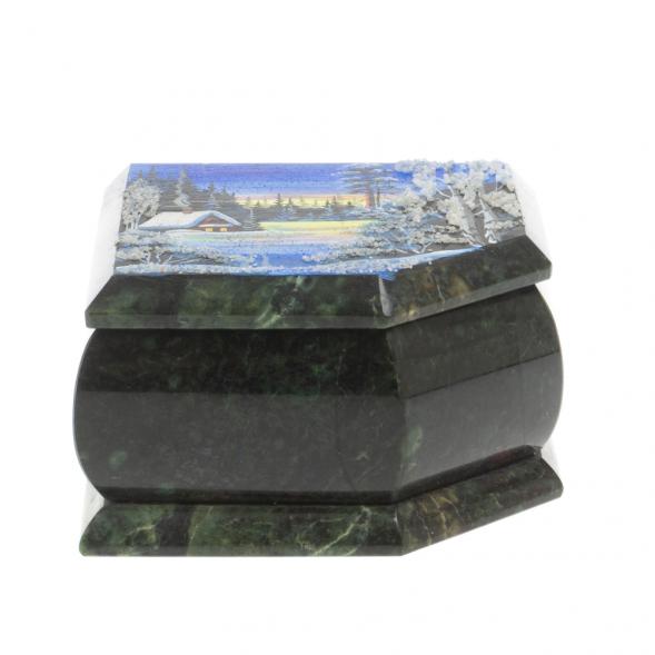 Шкатулка с расписной крышкой &amp;quot;Зимний домик&amp;quot; 11х9х6,5 см 127580