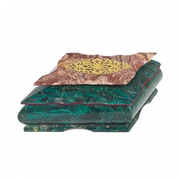 Шкатулка &amp;quot;Ромб&amp;quot; змеевик лемезит 13х9,5х6,5 см 119257