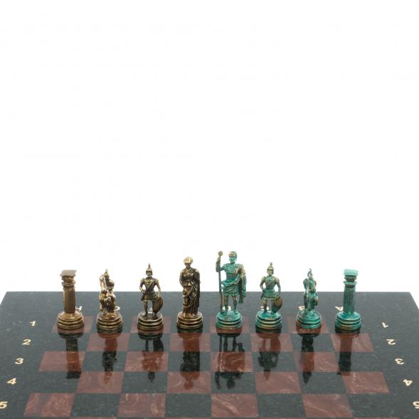 Шахматы &amp;quot;Римские воины&amp;quot; фигуры бронза / патина 28х28 см из лемезита 128206