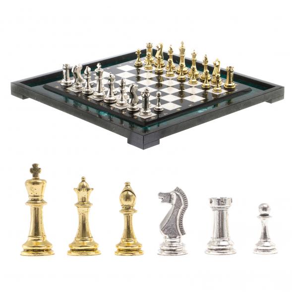 Шахматы из камня &amp;quot;Стаунтон&amp;quot; доска 47х47 см фигуры металлические 124545