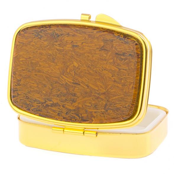 Таблетница на 2 отделения камень змеиная яшма цвет золото 125897