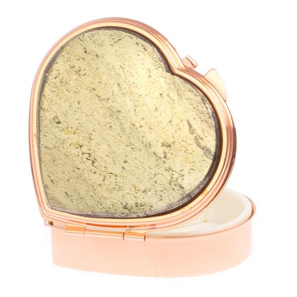 Таблетница &amp;quot;Сердце&amp;quot; на 3 отделения камень пирит цвет красное золото 126184