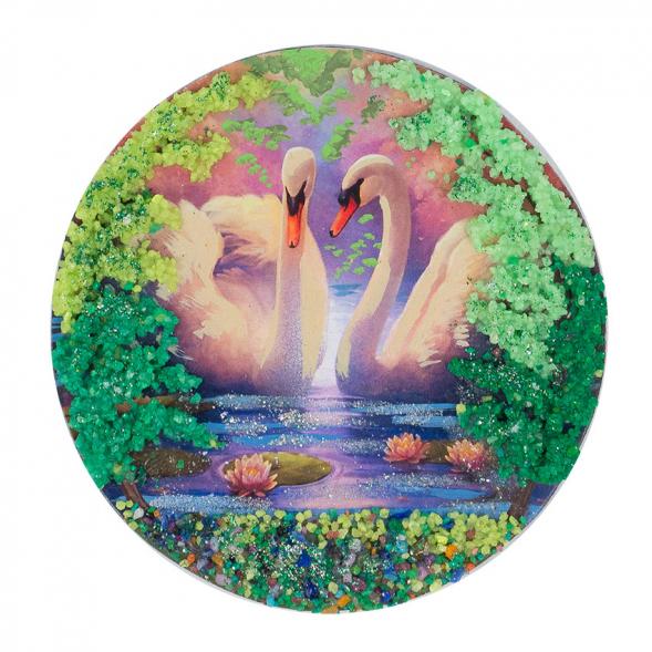 Магнит с рисунком &amp;quot;Два лебедя&amp;quot; змеевик 117756