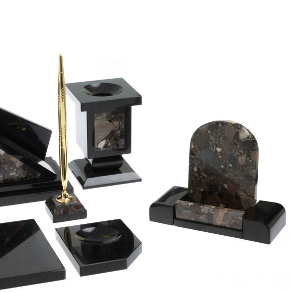 Письменный набор &amp;quot;Алмаз&amp;quot; из камня конгломерат 127901