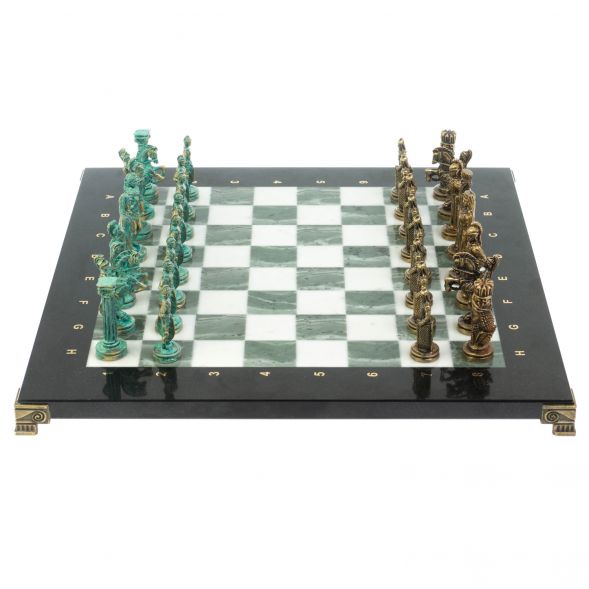 Шахматы &amp;quot;Александр Макендонский&amp;quot; фигуры бронза / патина мрамор змеевик 36х36 см 128370