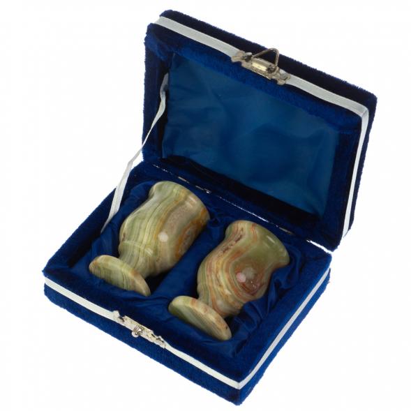 Набор рюмок 2 шт  из оникса в футляре 3,5х6 см (1,5х2,5) 128816