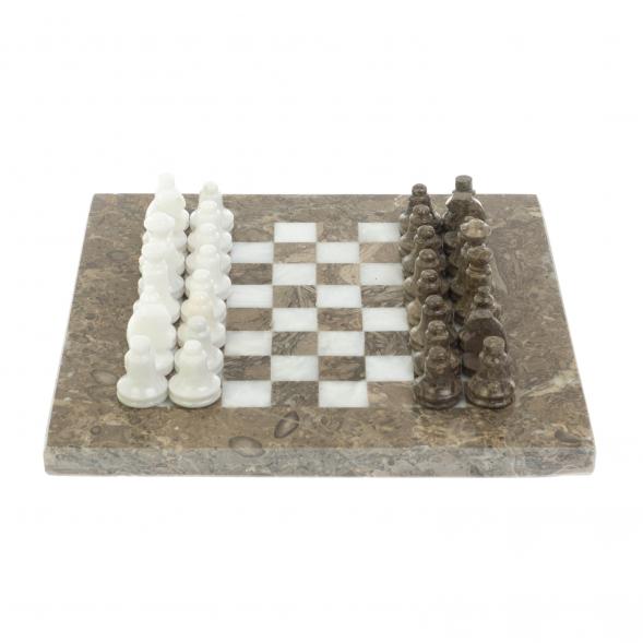 Шахматы &amp;quot;Сувенирные&amp;quot; белый мрамор, ракушечник доска 20х20 см 128891
