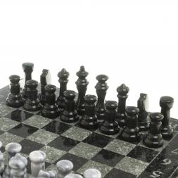 Шахматы с гравировкой "Турнирные" доска 36х36 см змеевик мрамор