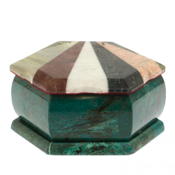 Шкатулка из камня &amp;quot;Шесть граней&amp;quot; с мозаикой 14,5х12,5х7 см 125004
