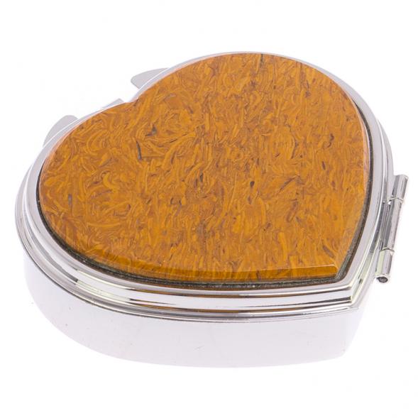 Таблетница &amp;quot;Сердце&amp;quot; на 3 отделения камень змеиная яшма цвет серебро 125898