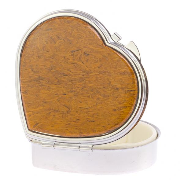 Таблетница &amp;quot;Сердце&amp;quot; на 3 отделения камень змеиная яшма цвет серебро 125898