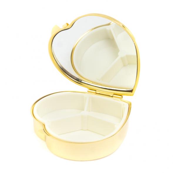 Таблетница &amp;quot;Сердце&amp;quot; на 3 отделения тигровый глаз цвет золото 127346