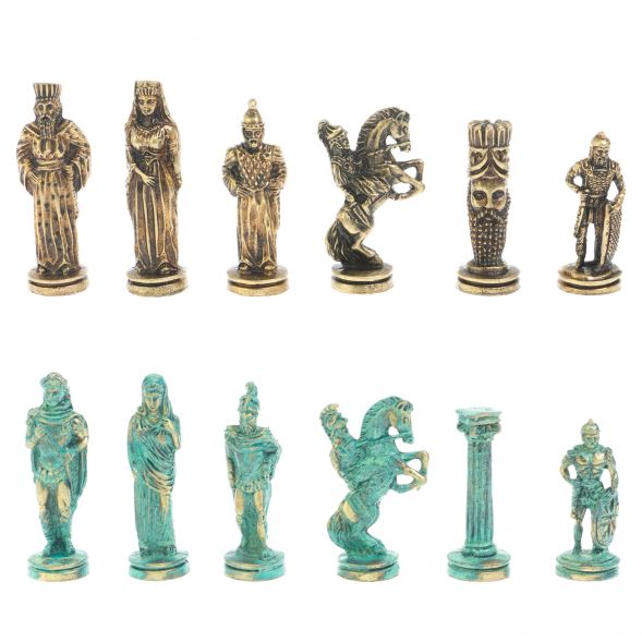 Шахматы &amp;quot;Александр Макендонский&amp;quot; фигуры бронза / патина 36х36х см змеевик 128371