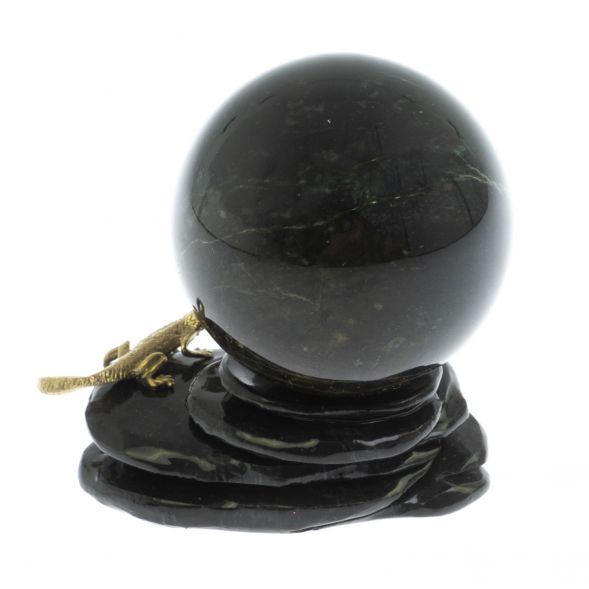 Композиция с шаром 6 см &amp;quot;Ящерица на скале&amp;quot; из змеевика 129037